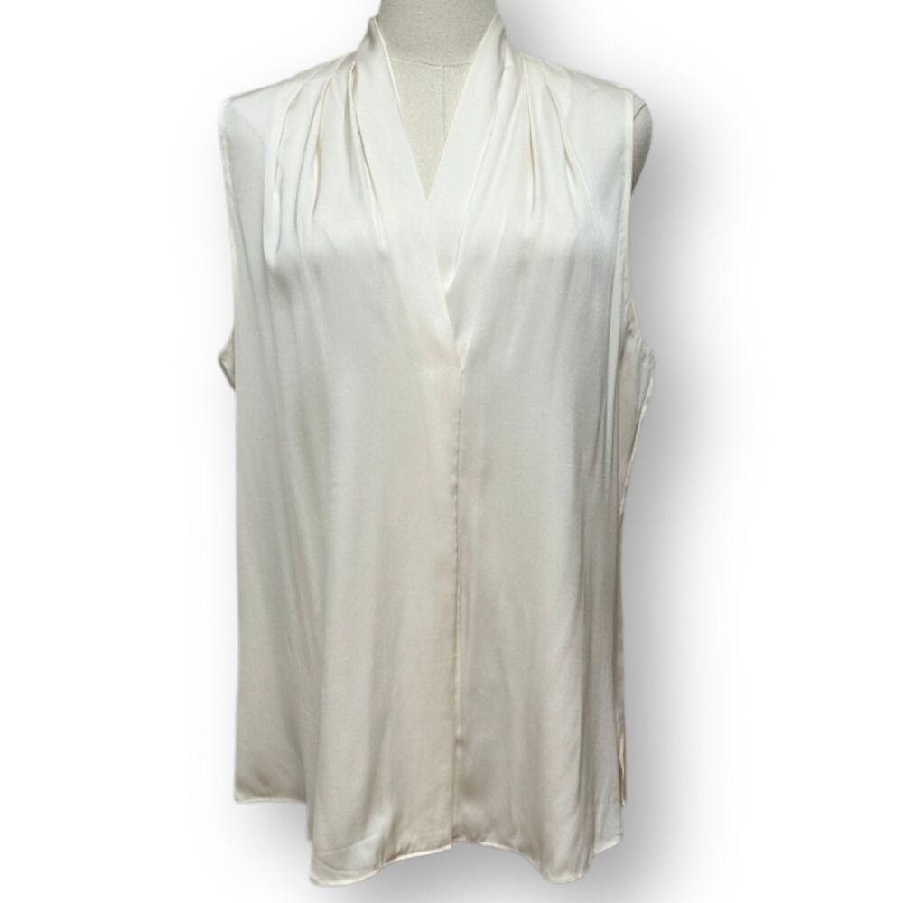 KOBI HALPERIN Women Black Mila Silk-Stretch Sleeveless Top Size L